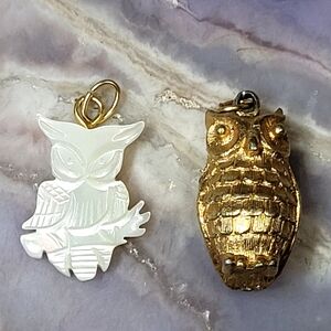 Gold and White Owl Pendants